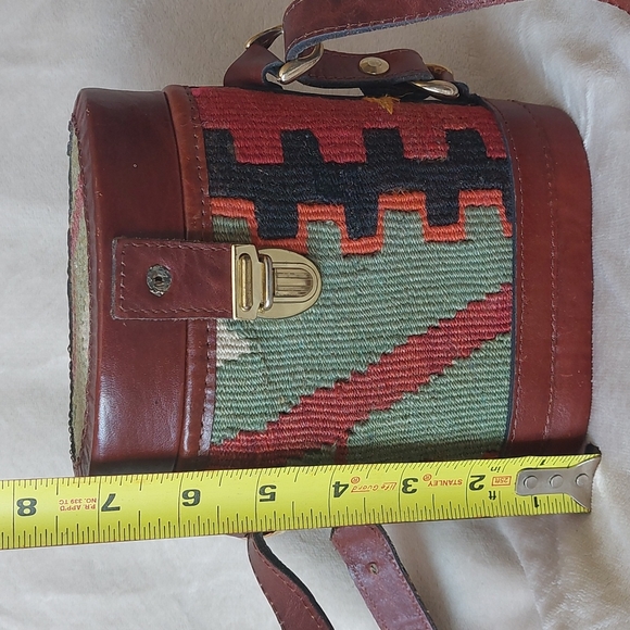The Nomadic Collection Turkish Kilim leather bucket style bag vintage bohemian - Picture 10 of 16